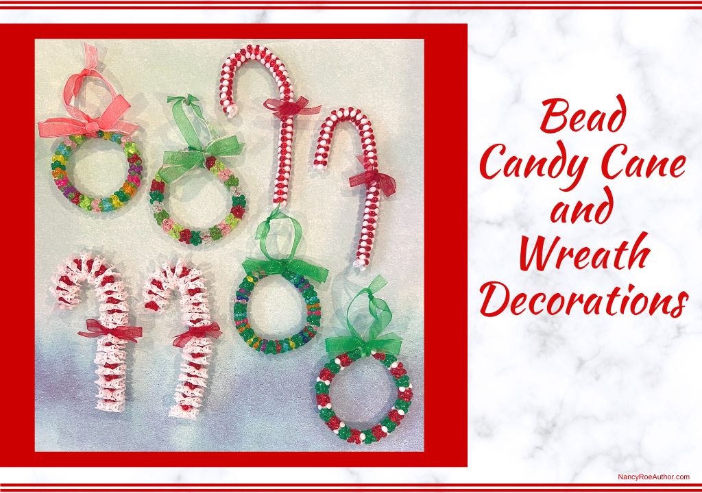 Bead Candy Cane and Wreath Decorations